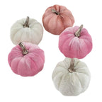7cm Pink & Silver Velvet Pumpkins x 5