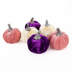 8cm Purple, Pink & Cream Velvet Pumpkins x 6