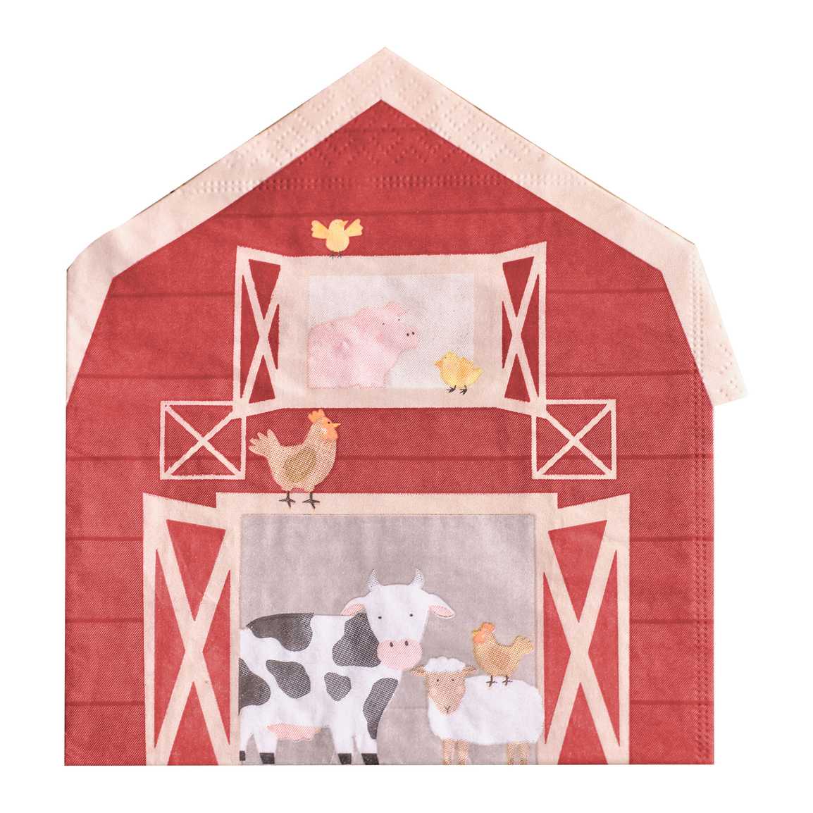 Barn Shaped Farm Animal Party Napkins x 16