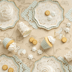 Beige & Gold Floral Paper Cups x 6
