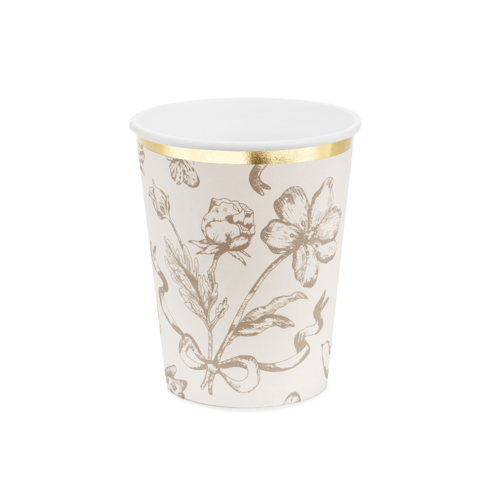 Beige & Gold Floral Paper Cups x 6
