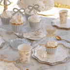 Beige & Gold Floral Small Paper Plates x 6