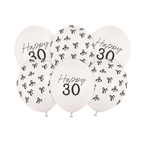 Black Bow Happy 30 Latex Balloons x 6