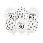 Black Bow Happy 50 Latex Balloons x 6