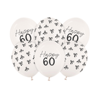 Black Bow Happy 60 Latex Balloons x 6