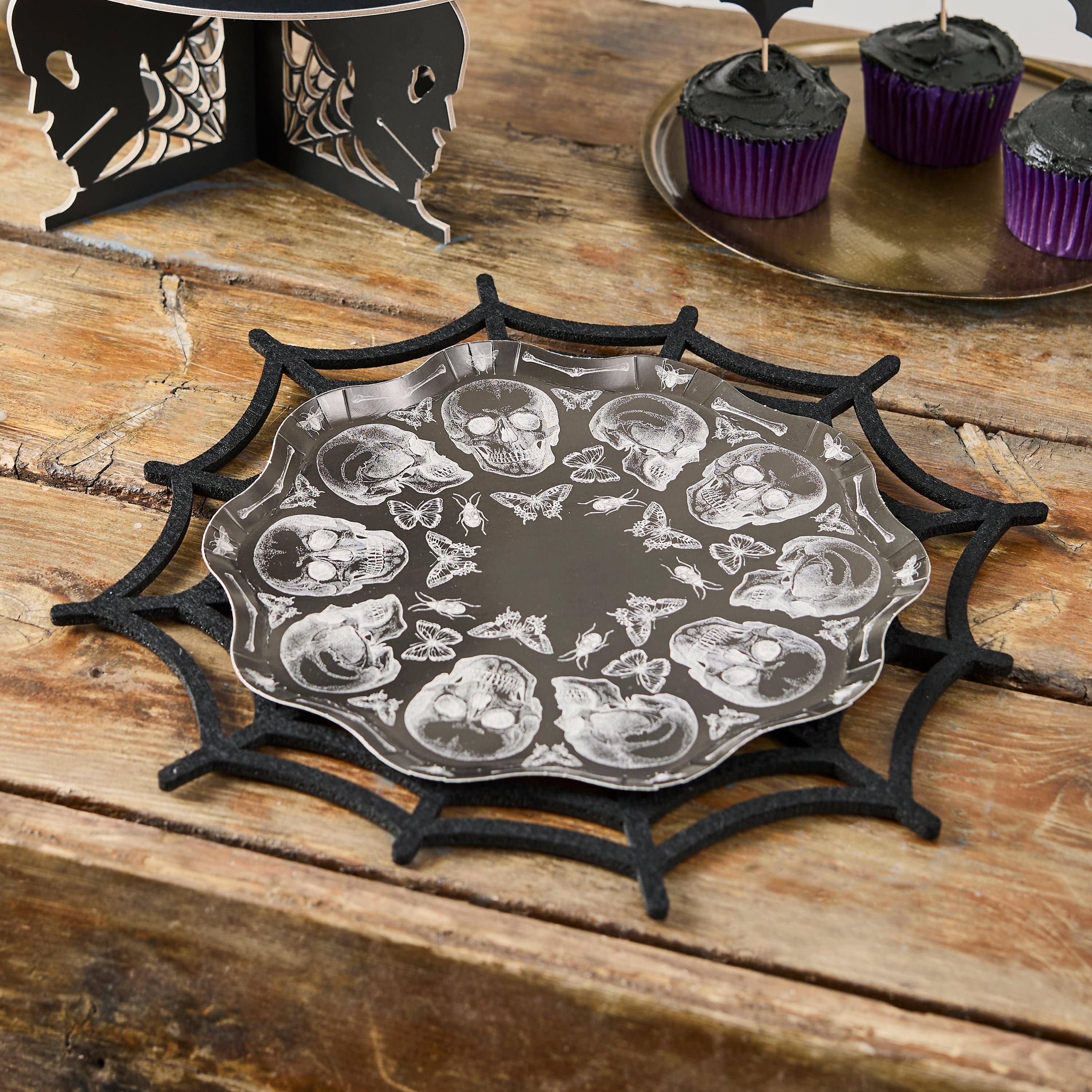 Black Spider Web Felt Placemats x 4