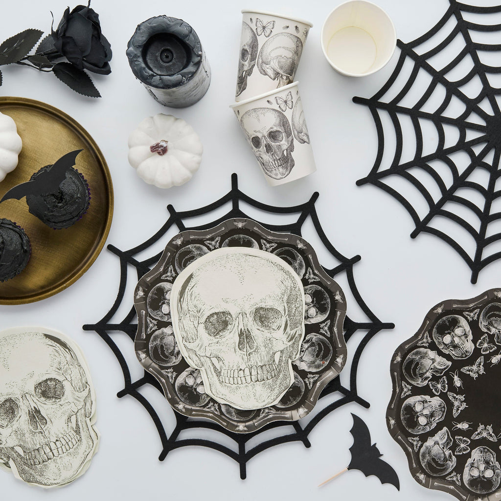 Black Spider Web Felt Placemats x 4