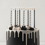 Black & White Monochrome Tall Skinny Candles x 12