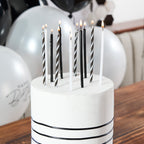 Black & White Monochrome Tall Skinny Candles x 12
