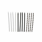 Black & White Monochrome Tall Skinny Candles x 12
