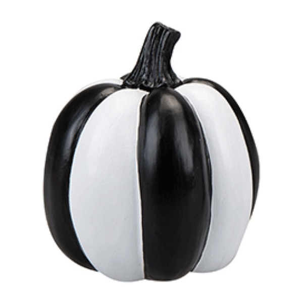 Black & White Stripe Pumpkin Decoration - Round