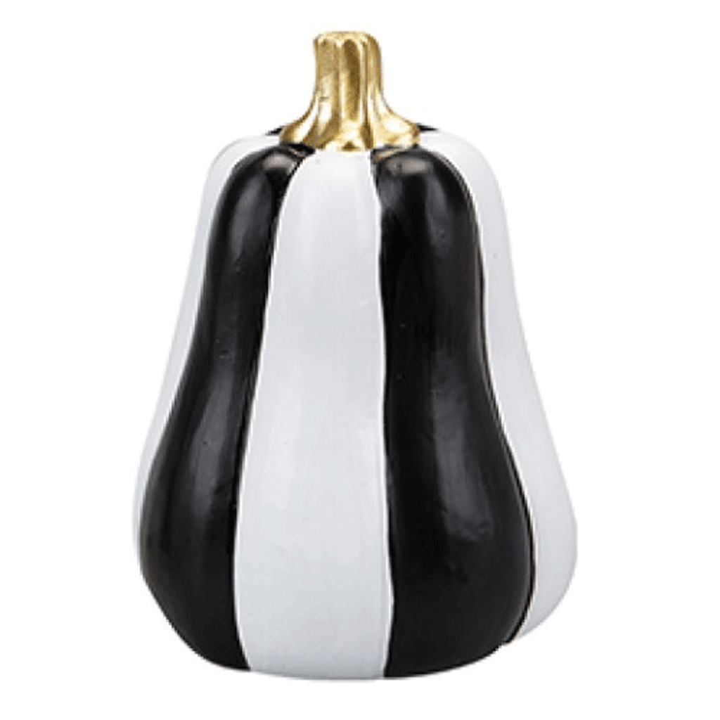 Black & White Stripe Pumpkin Decoration - Tall