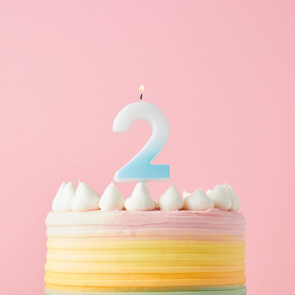 Blue Ombre Number 2 Cake Candle
