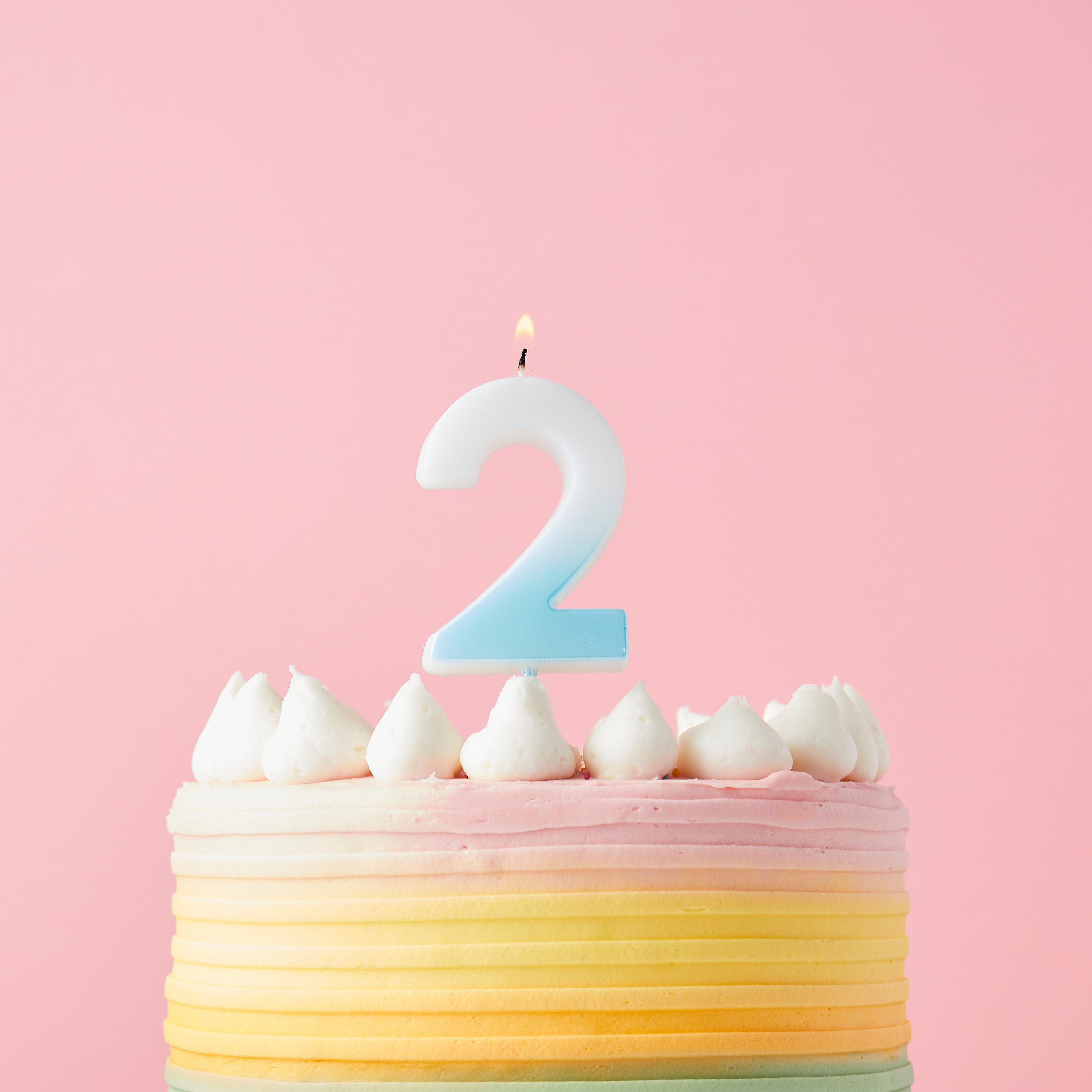 Blue Ombre Number 2 Cake Candle
