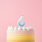 Blue Ombre Number 6 Cake Candle