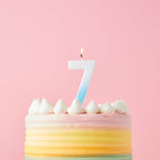 Blue Ombre Number 7 Cake Candle