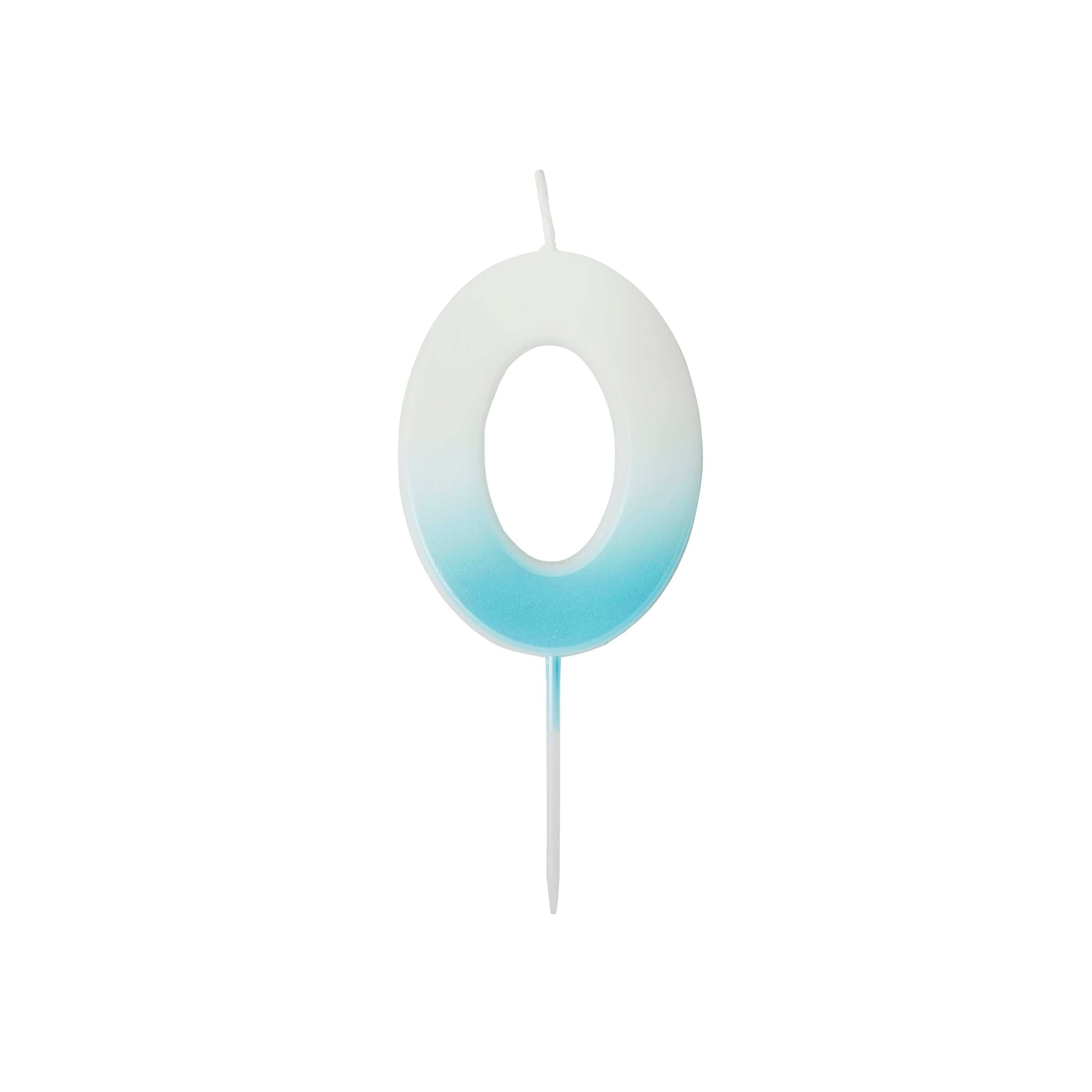 Blue Ombre Number 0 Cake Candle