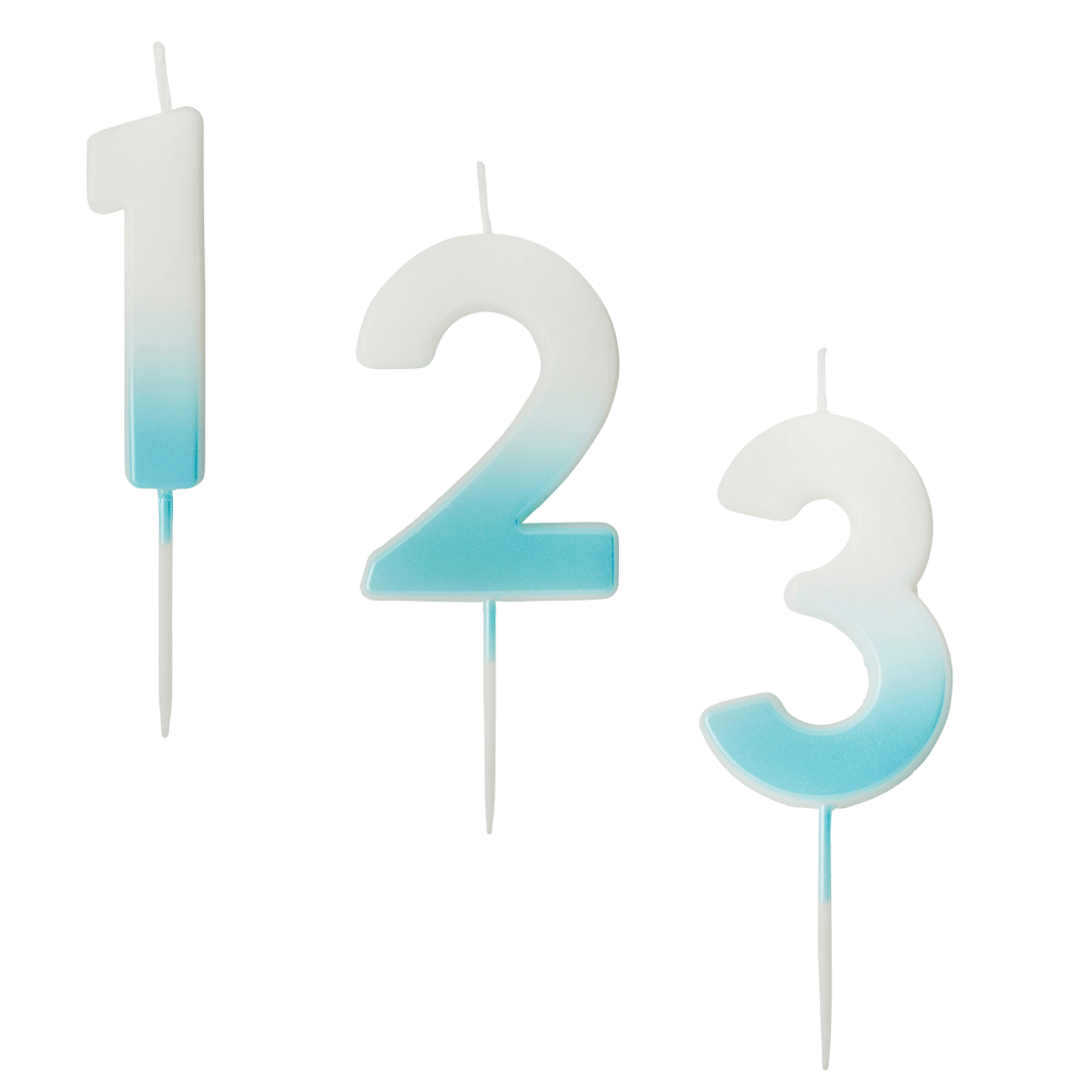 Blue Ombre Number Cake Candles (0-9)