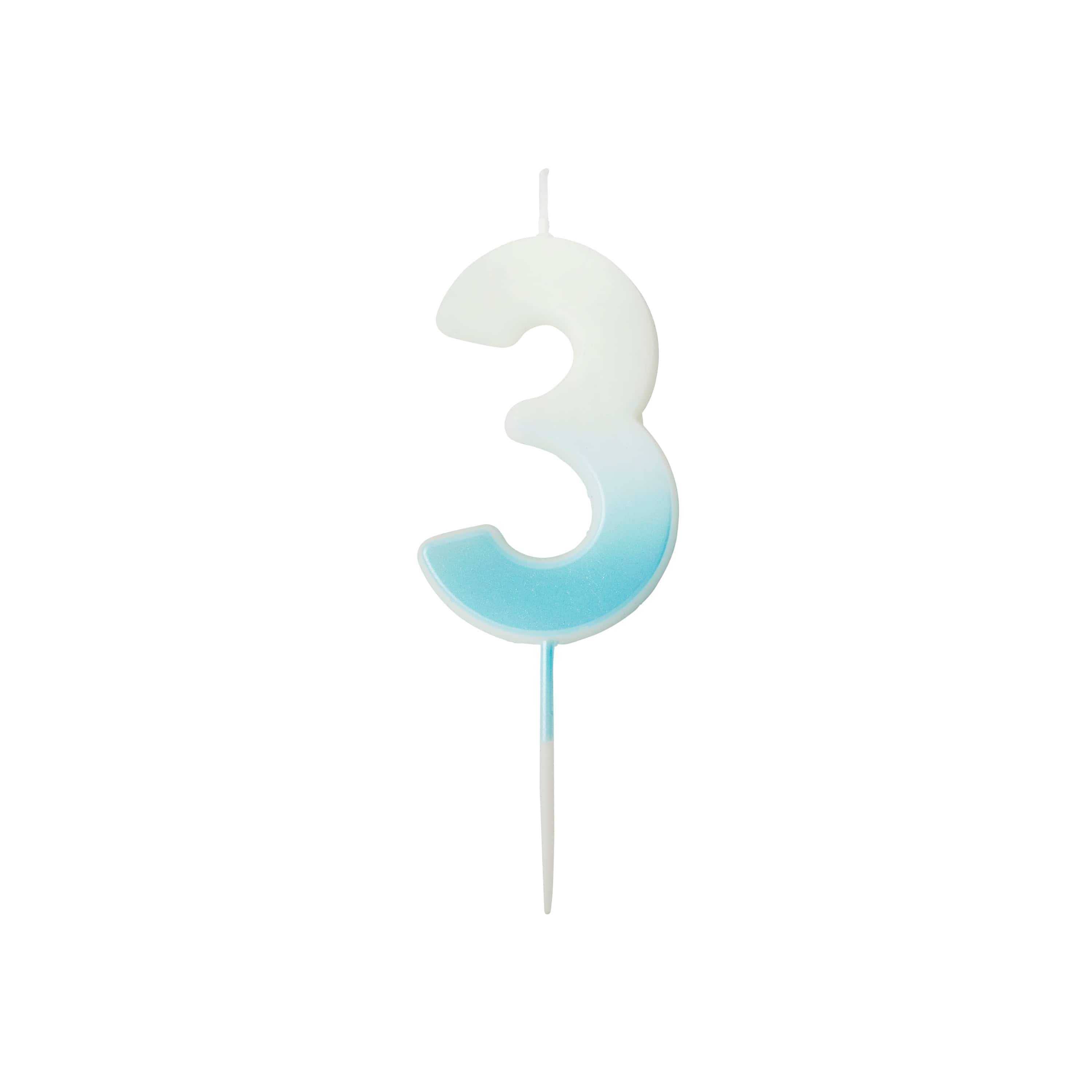 Blue Ombre Number Cake Candles (0-9) - Birthday Cake Candles Birthday Candles Blue Ombre Number Cake Candles (0-9) 3