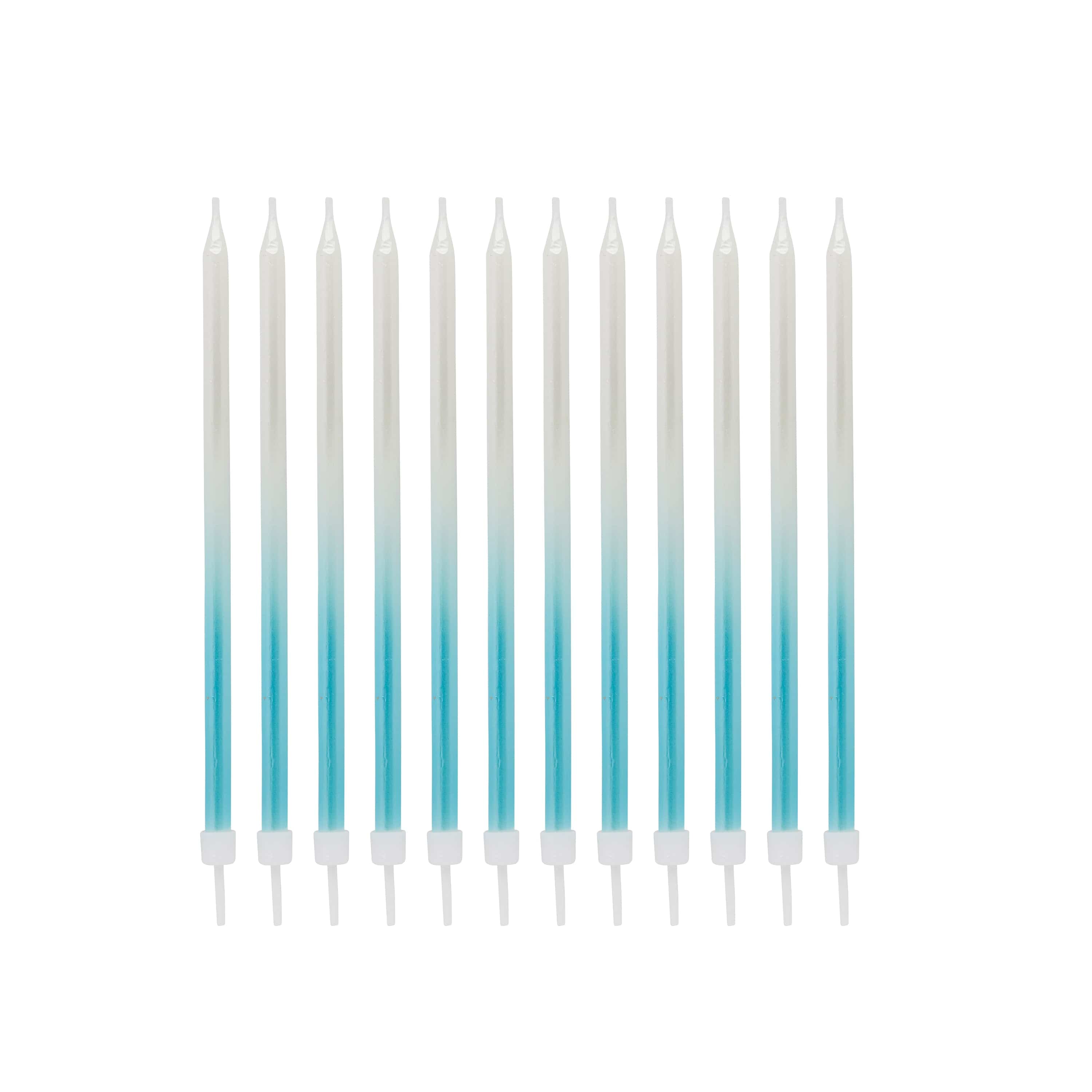Blue Ombre Tall Skinny Candles - Pack of 12