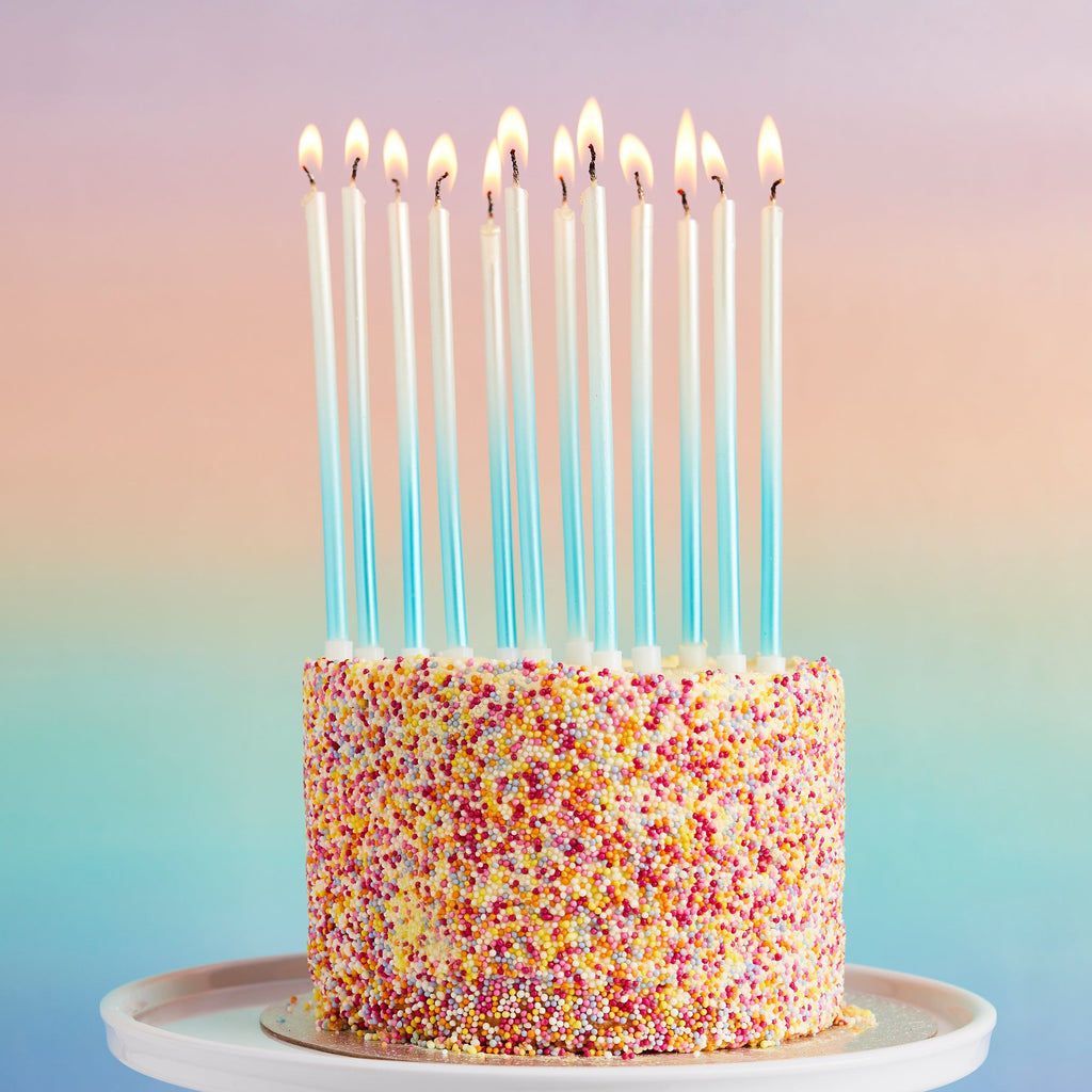 Blue Ombre Tall Skinny Candles - Pack of 12