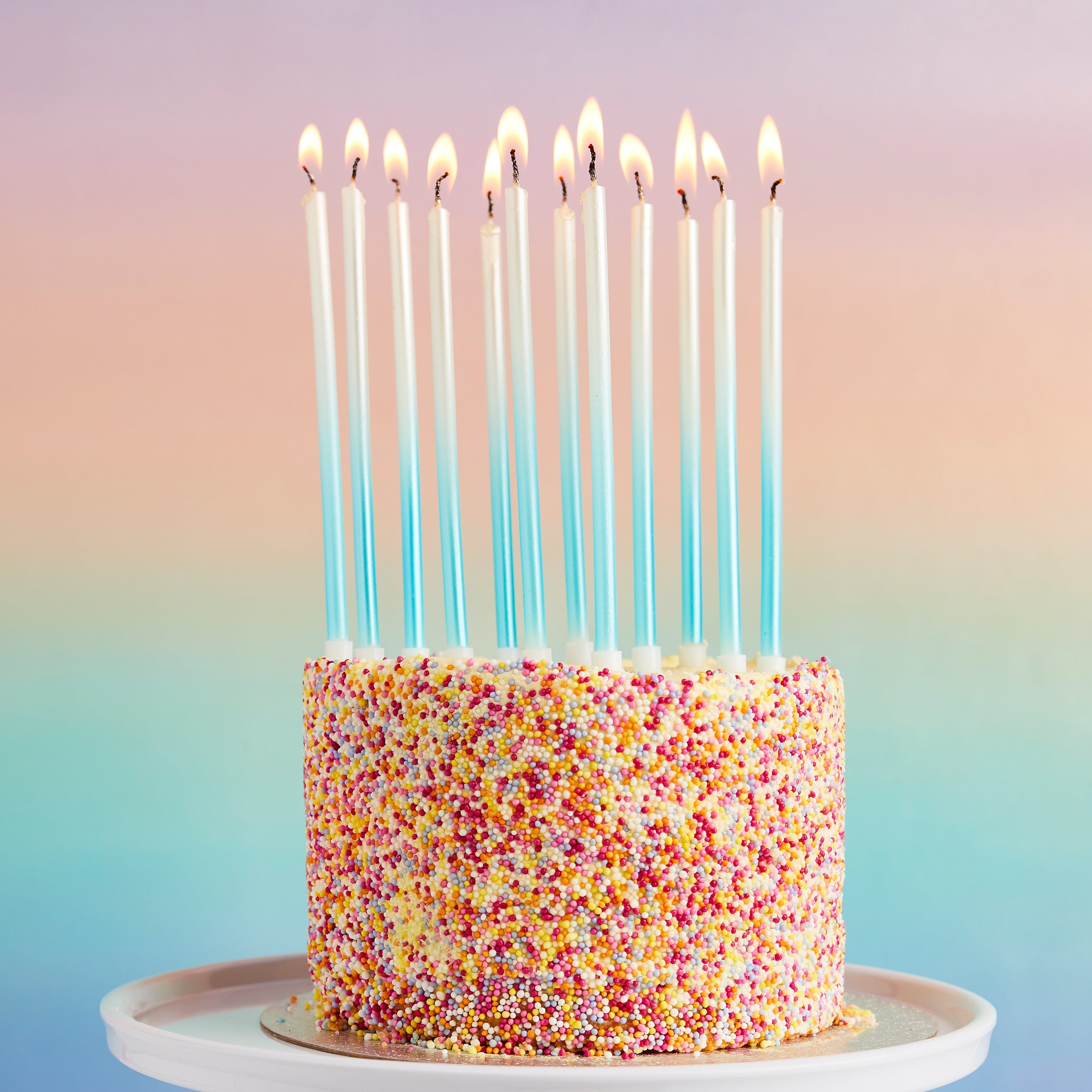 Blue Ombre Tall Skinny Candles - Pack of 12