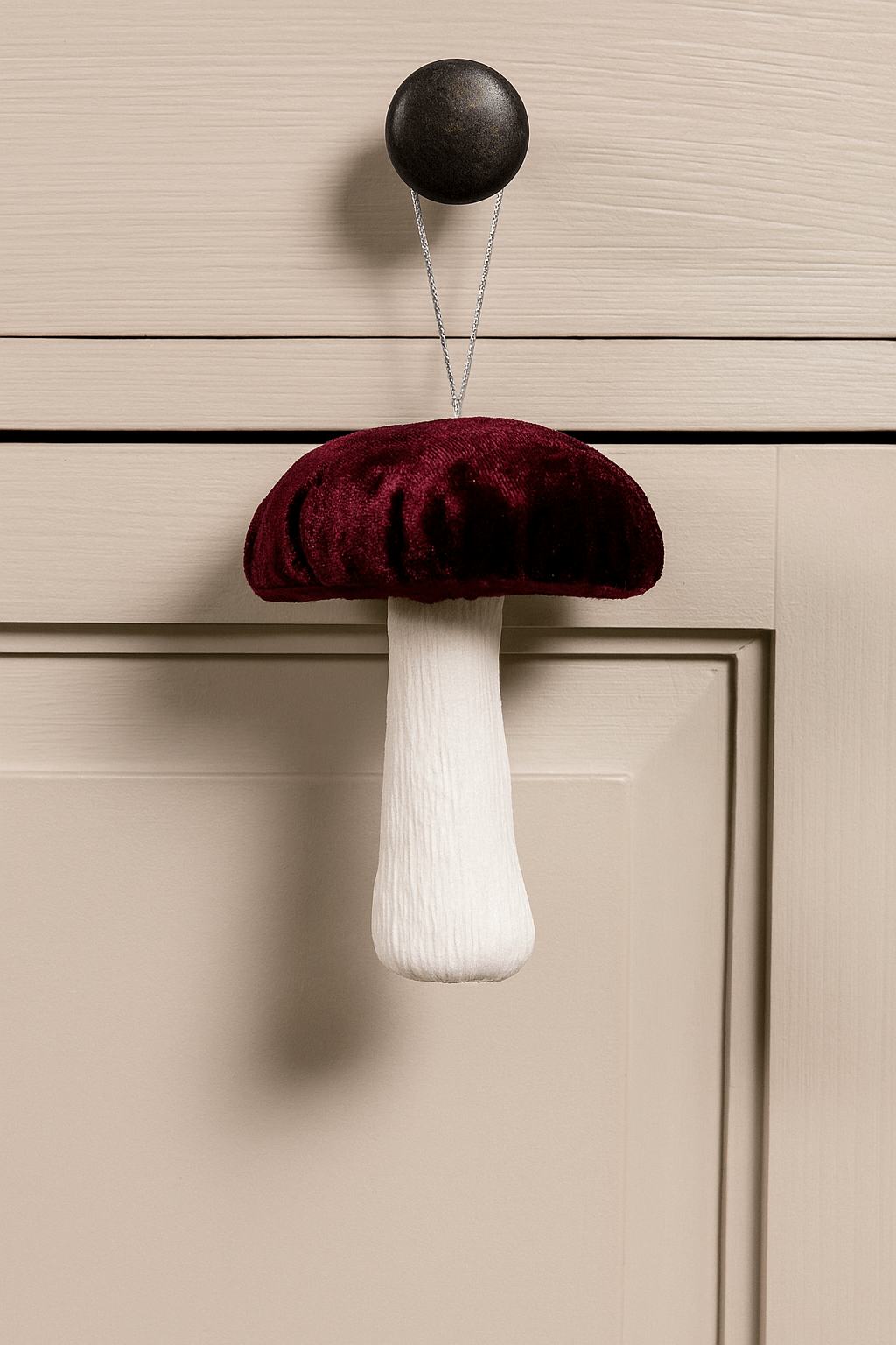 Burgundy Velvet Hanging Mushroom (12cm)