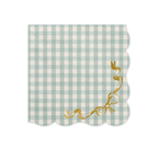 Checkered Green Ruffled Paper Napkins - Pack of 12