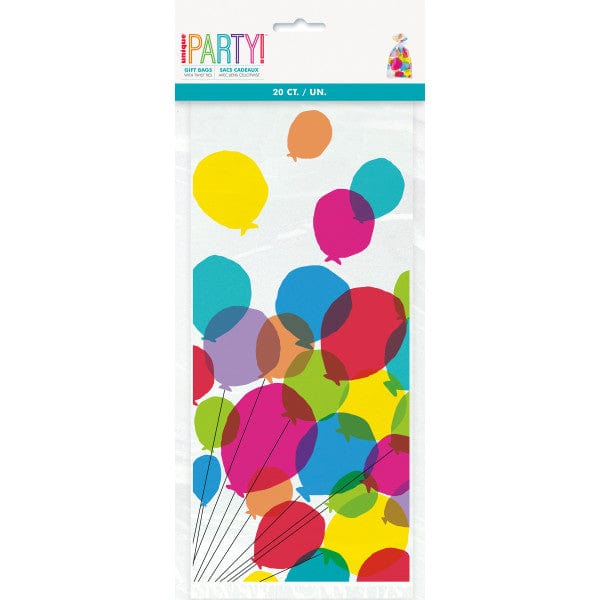 Colourful Balloons Cello Party Bags - Pack of 20