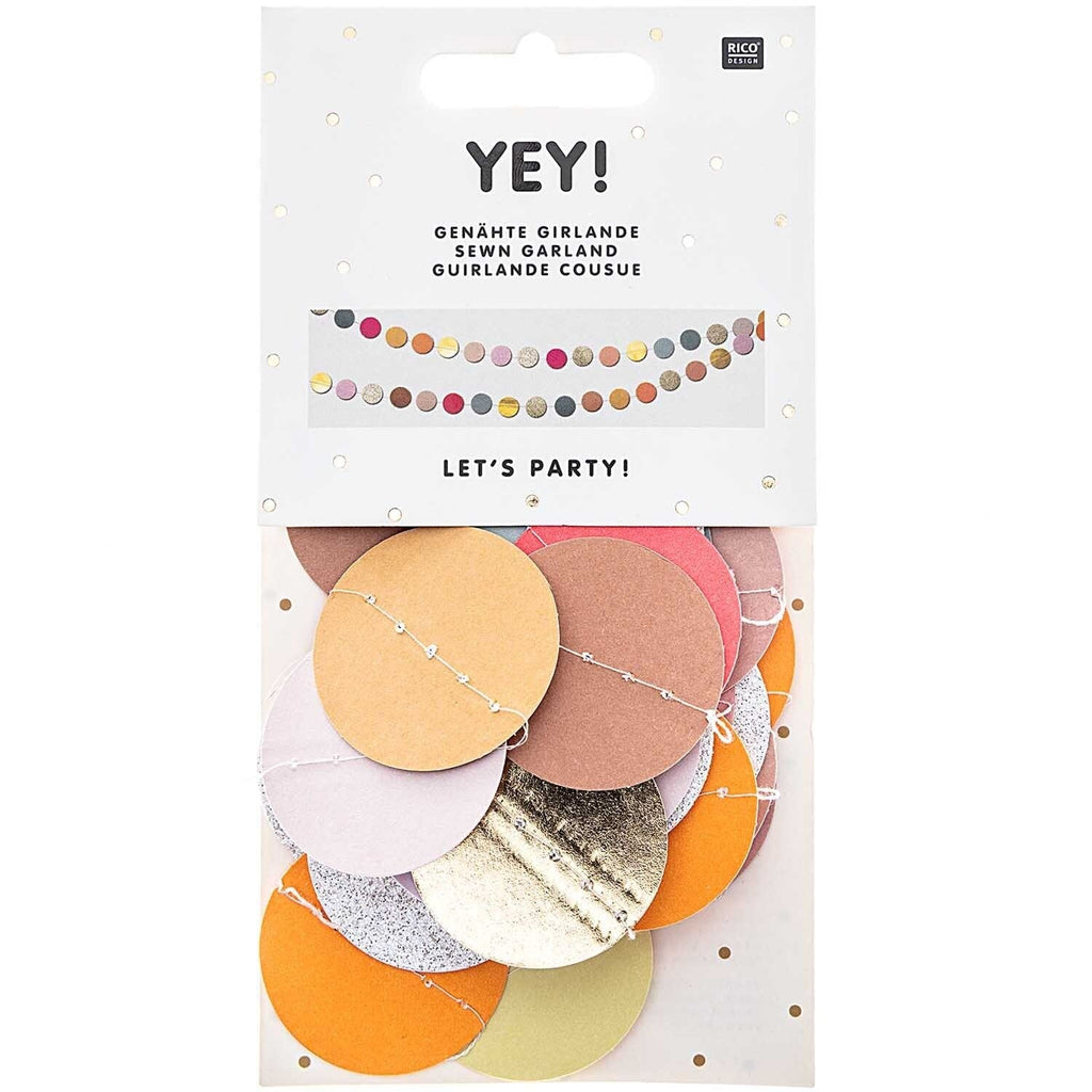 Colourful Glitter Circles Sewn Garland - 2 Metres