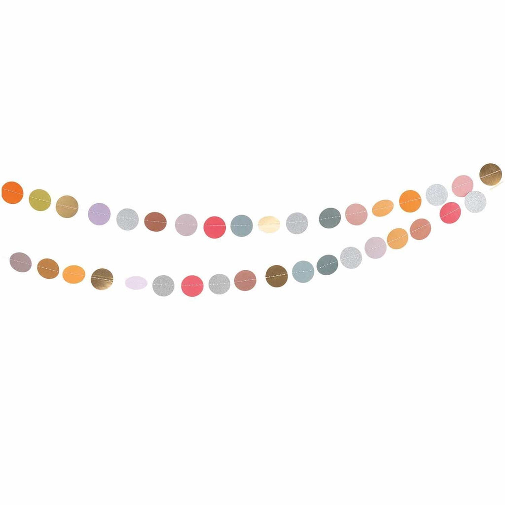 Colourful Glitter Circles Sewn Garland - 2 Metres