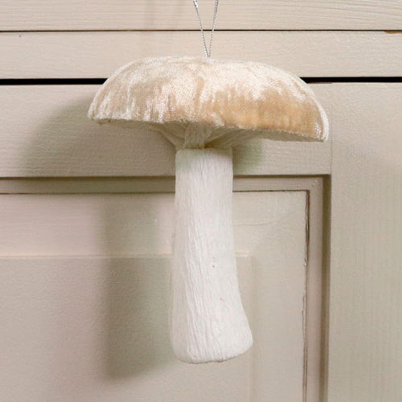 Cream Velvet Hanging Mushroom (12cm)