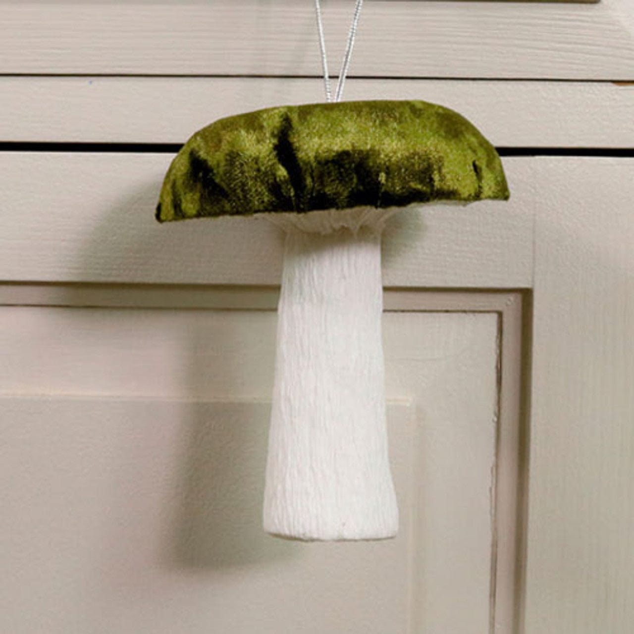 Dark Green Velvet Hanging Mushroom (12cm)