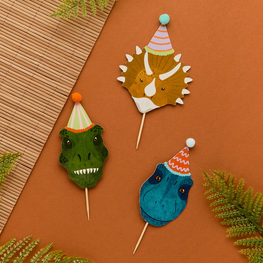 Dinosaur Food Picks & Cups Set - Pack of 12