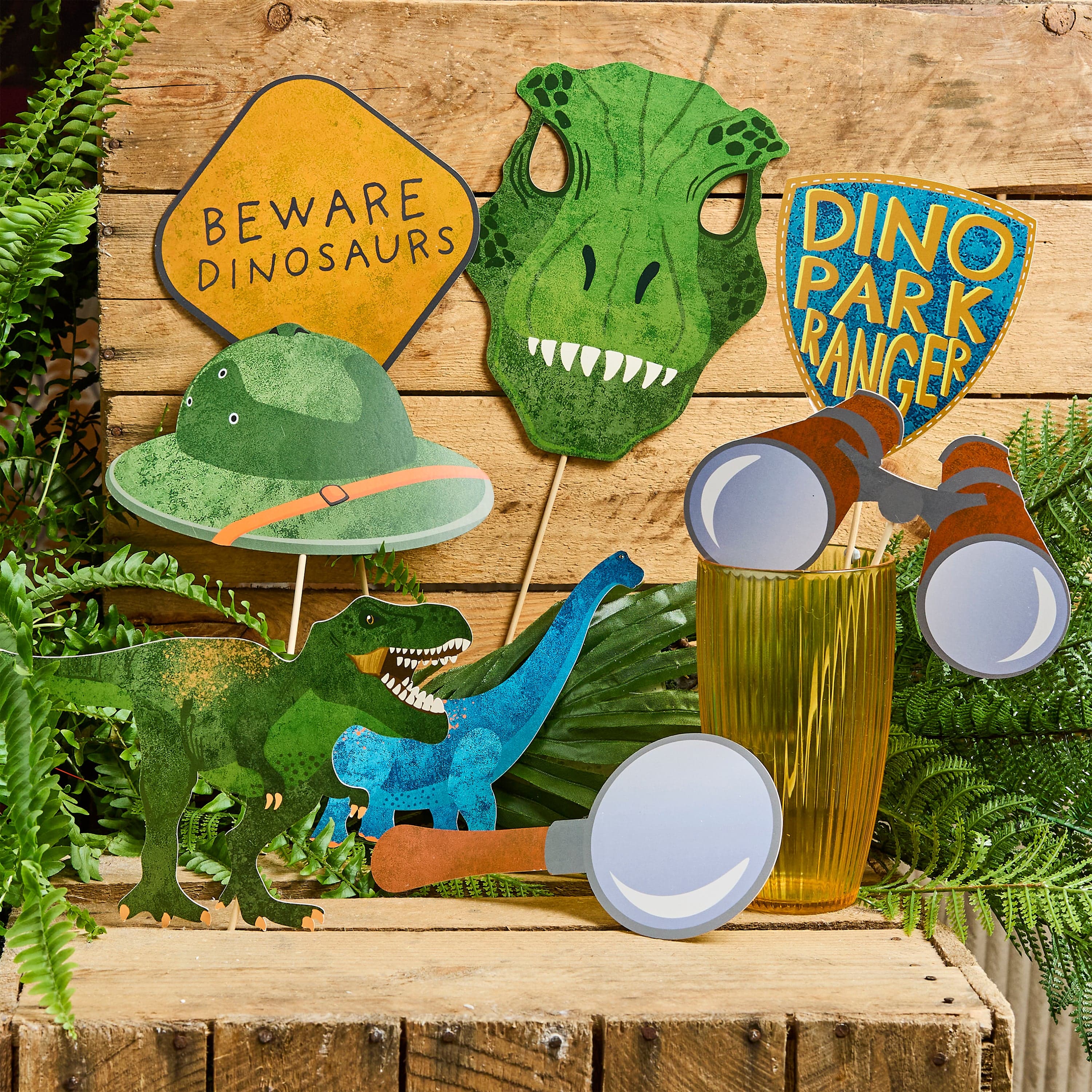 Dinosaur Party Photo Props - Pack of 10