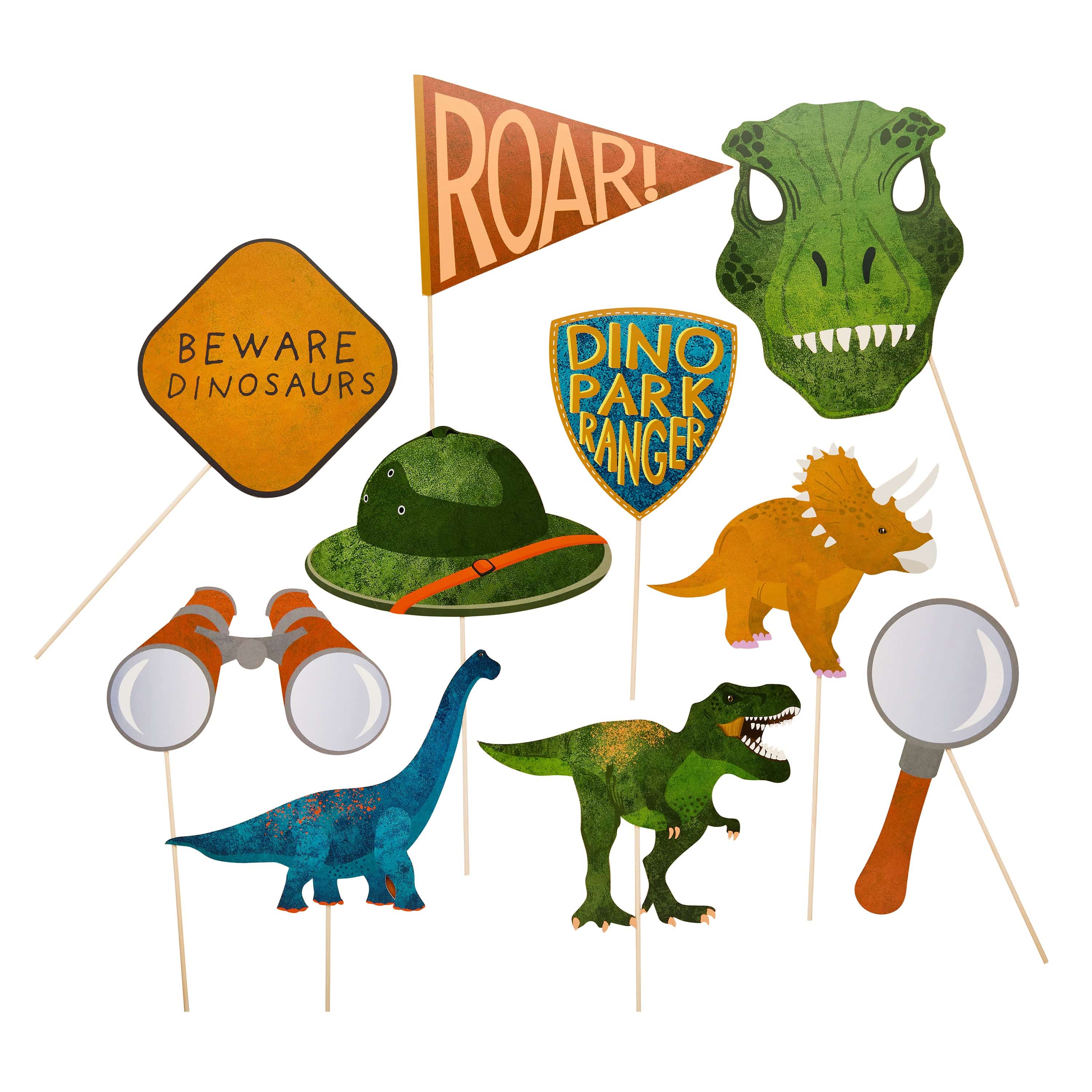 Dinosaur Party Photo Props - Pack of 10