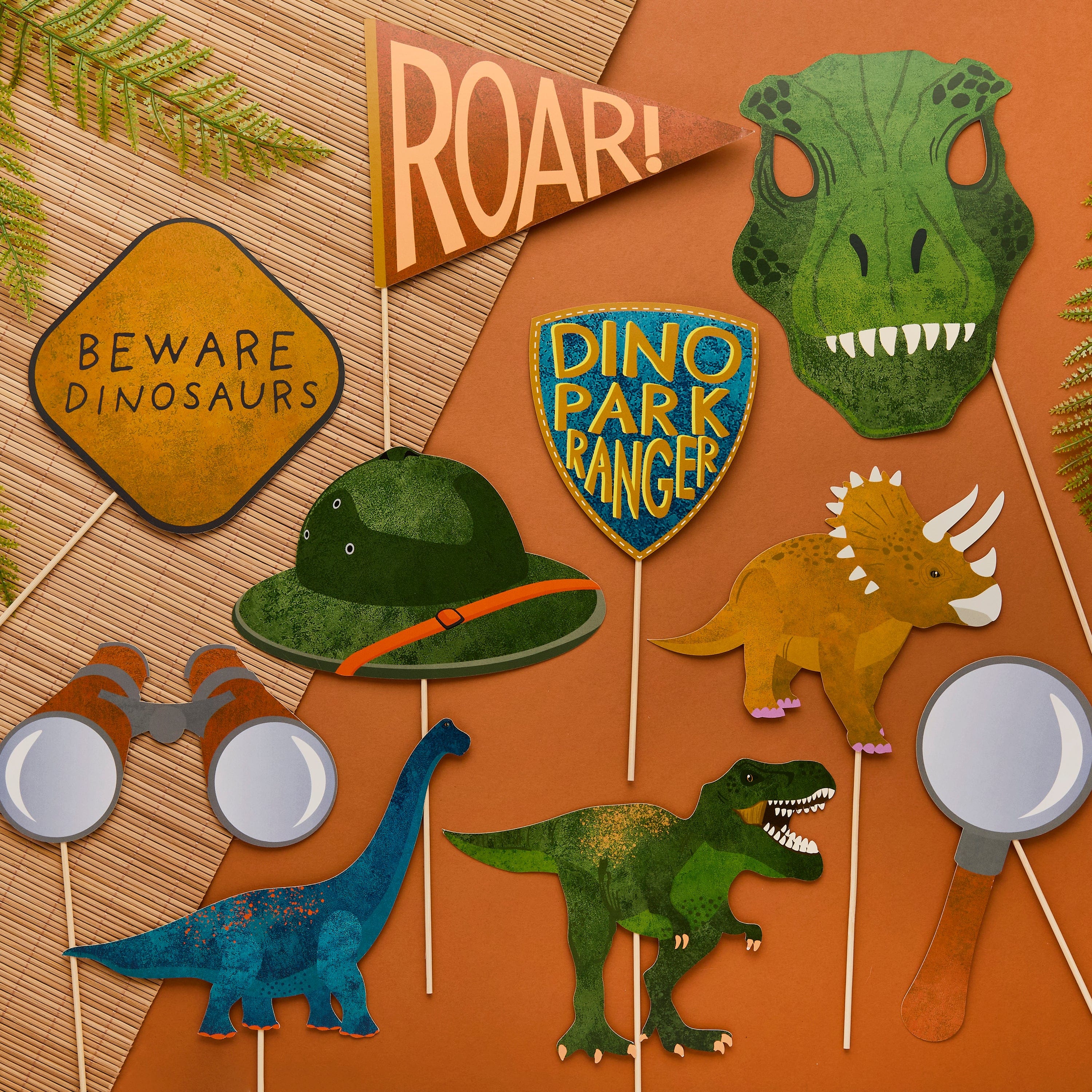 Dinosaur Party Photo Props - Pack of 10