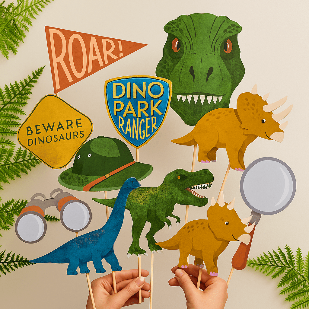 Dinosaur Party Photo Props - Pack of 10