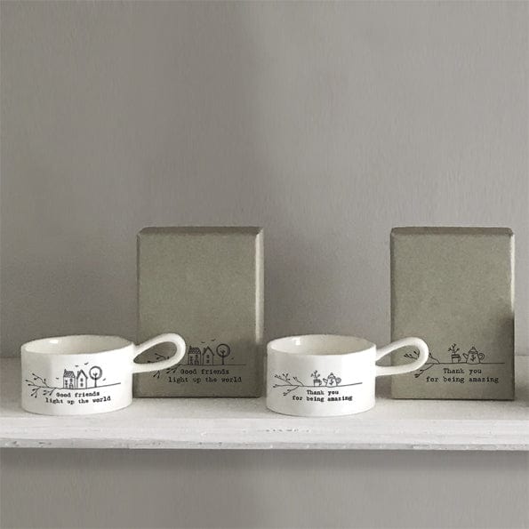 East of India Handled Candle Holder - Good Friends