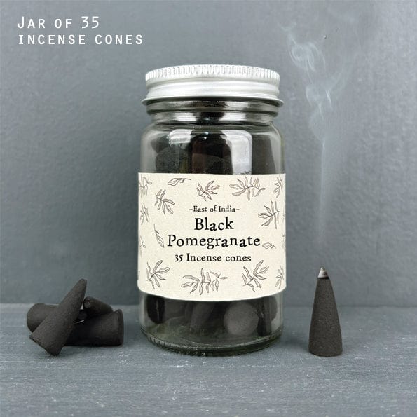 East of India Jar of Incense Cones - Black Pomegranate