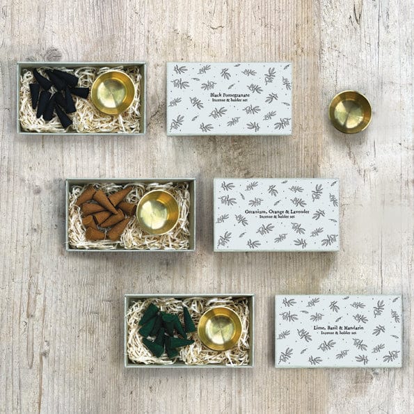 East of India Large Matchbox Cone Set - Black Pomegranate