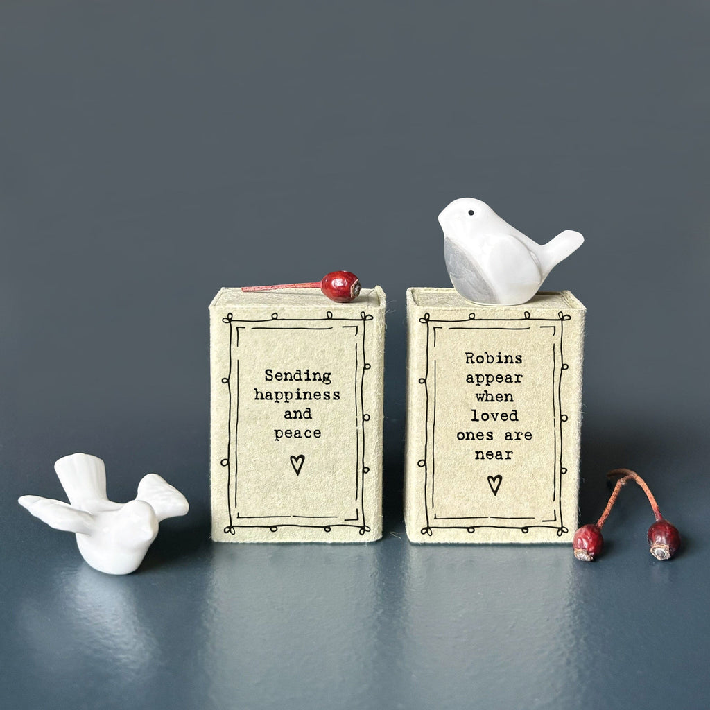 East of India - Matchbox Porcelain Robin Ornament