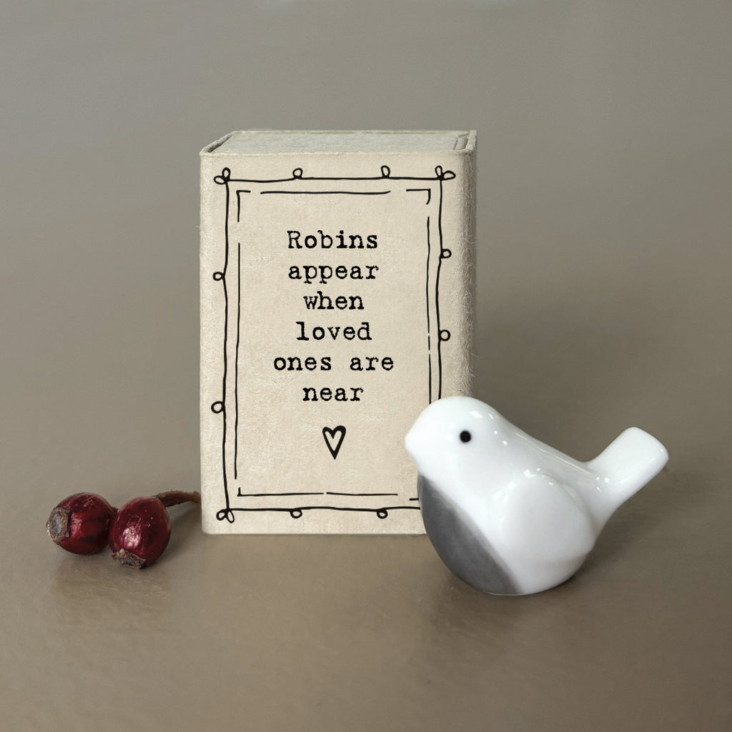 East of India - Matchbox Porcelain Robin Ornament