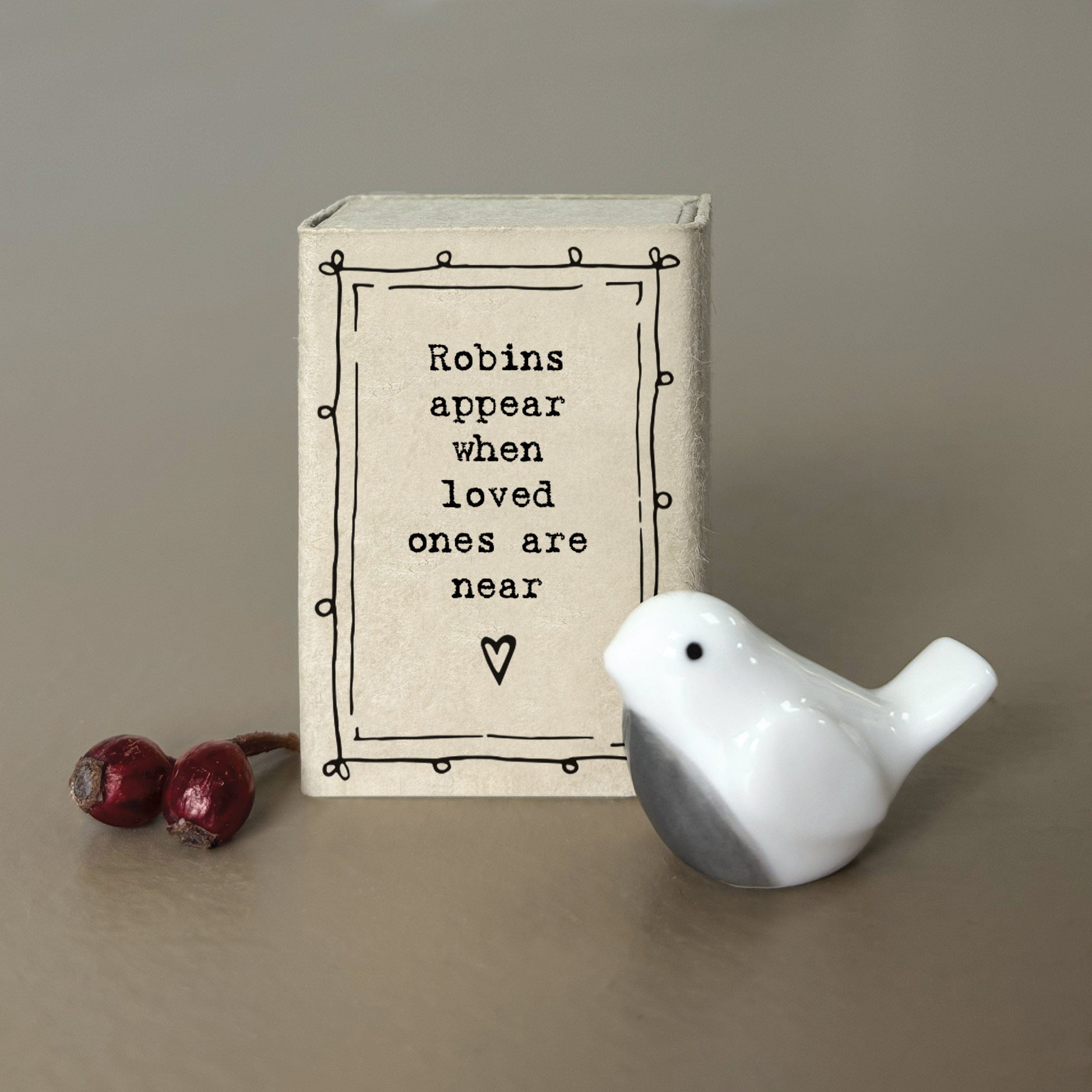 East of India - Matchbox Porcelain Robin Ornament