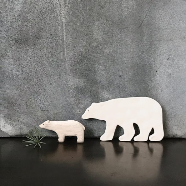 East of India - Small White Wooden Polar Bear