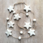 East of India White Stars Felt Garland
