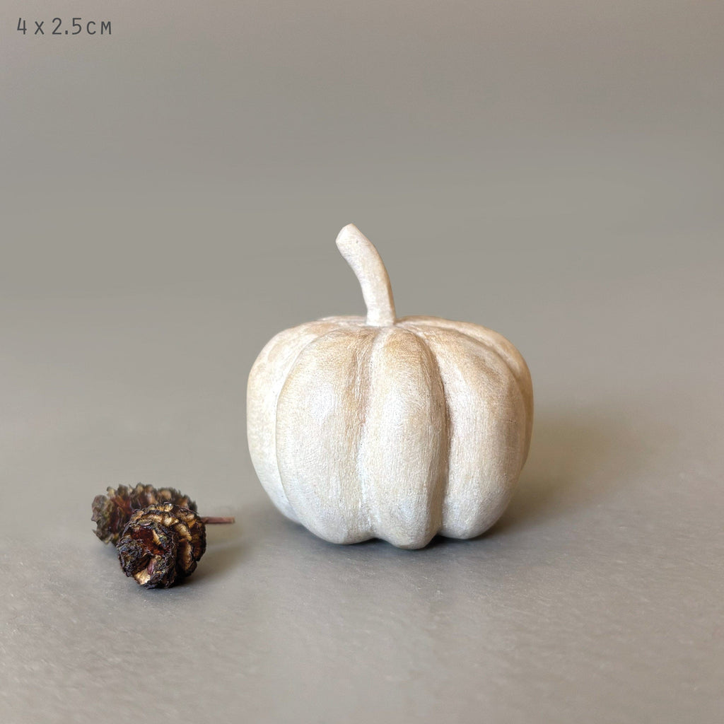 East of India White Wooden Pumpkin - Medium
