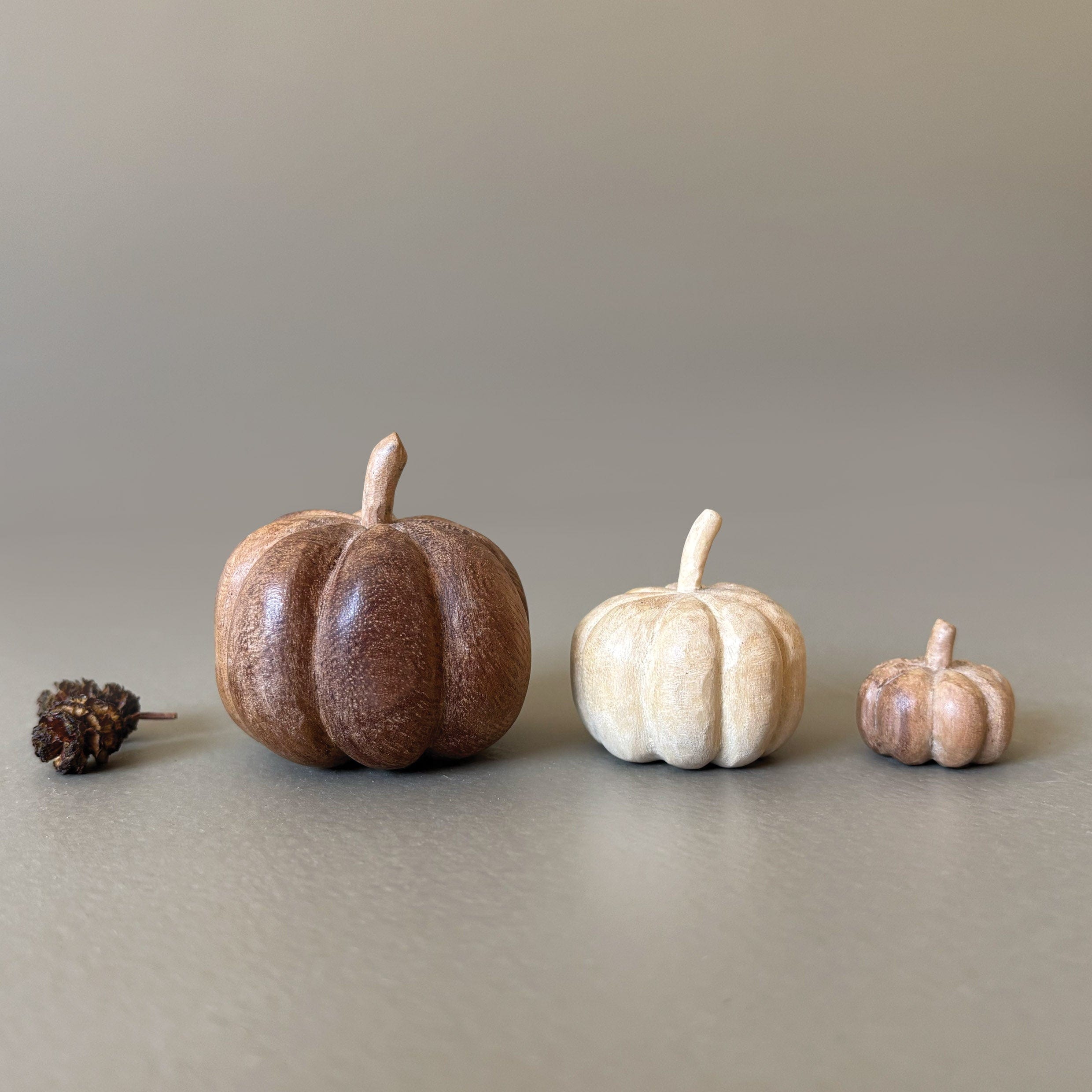 East of India Wooden Pumpkin - Small