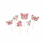Flower & Butterfly Cake Toppers x 12