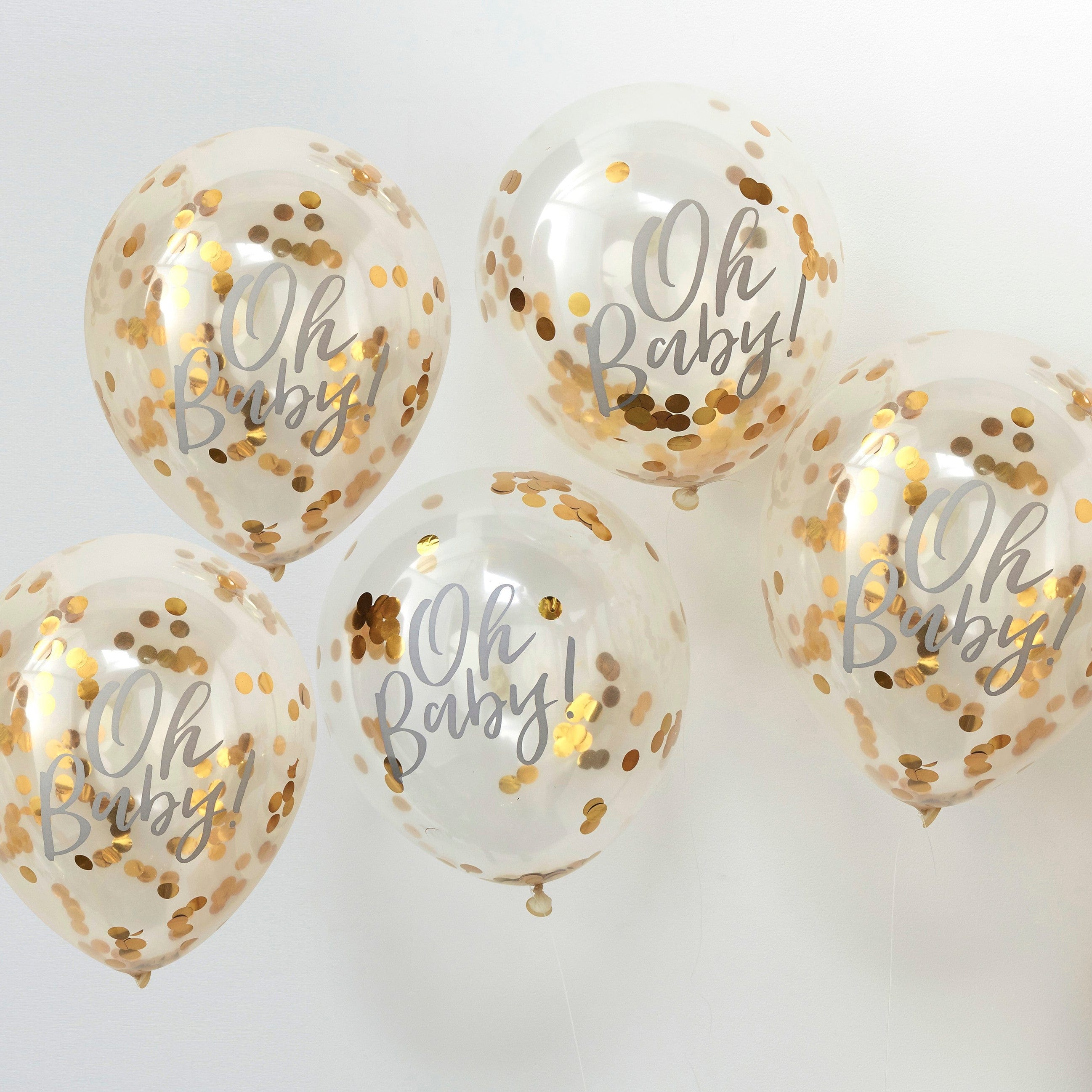 Gold Confetti Baby Shower Balloons x 5